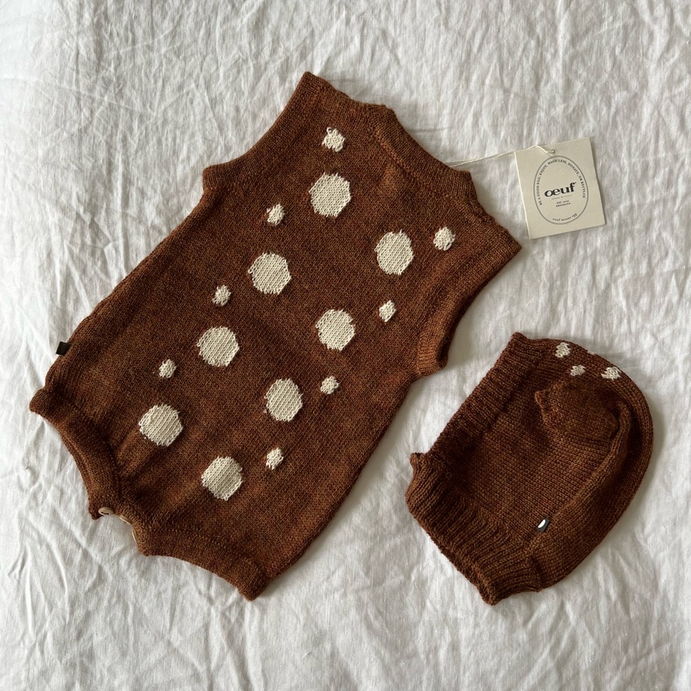 NWT Oeuf Bambi Romper & Hat Set 0-6M SOLD OUT